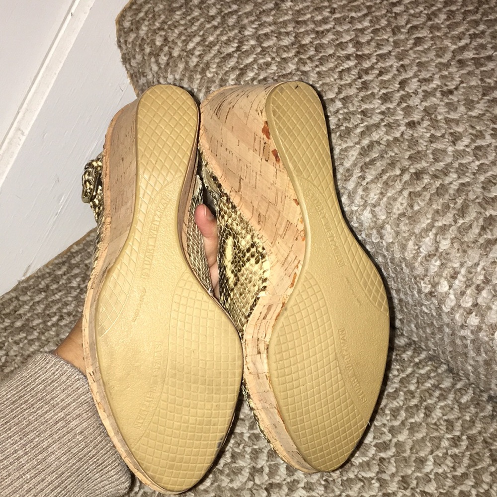 Stuart Weitzman Python Print Leather Peep Toe Sli… - image 6